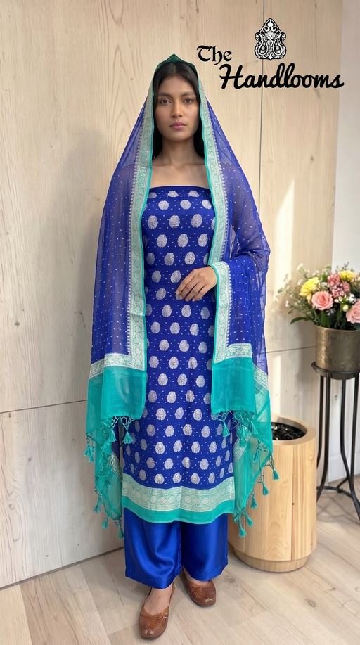 Khaddi Georgette Banarasi Dress material - The Handlooms