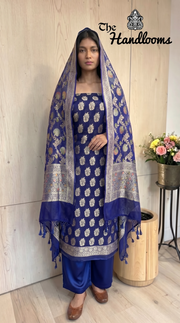 Khaddi Georgette Banarasi Dress Material Water Zari - The Handlooms
