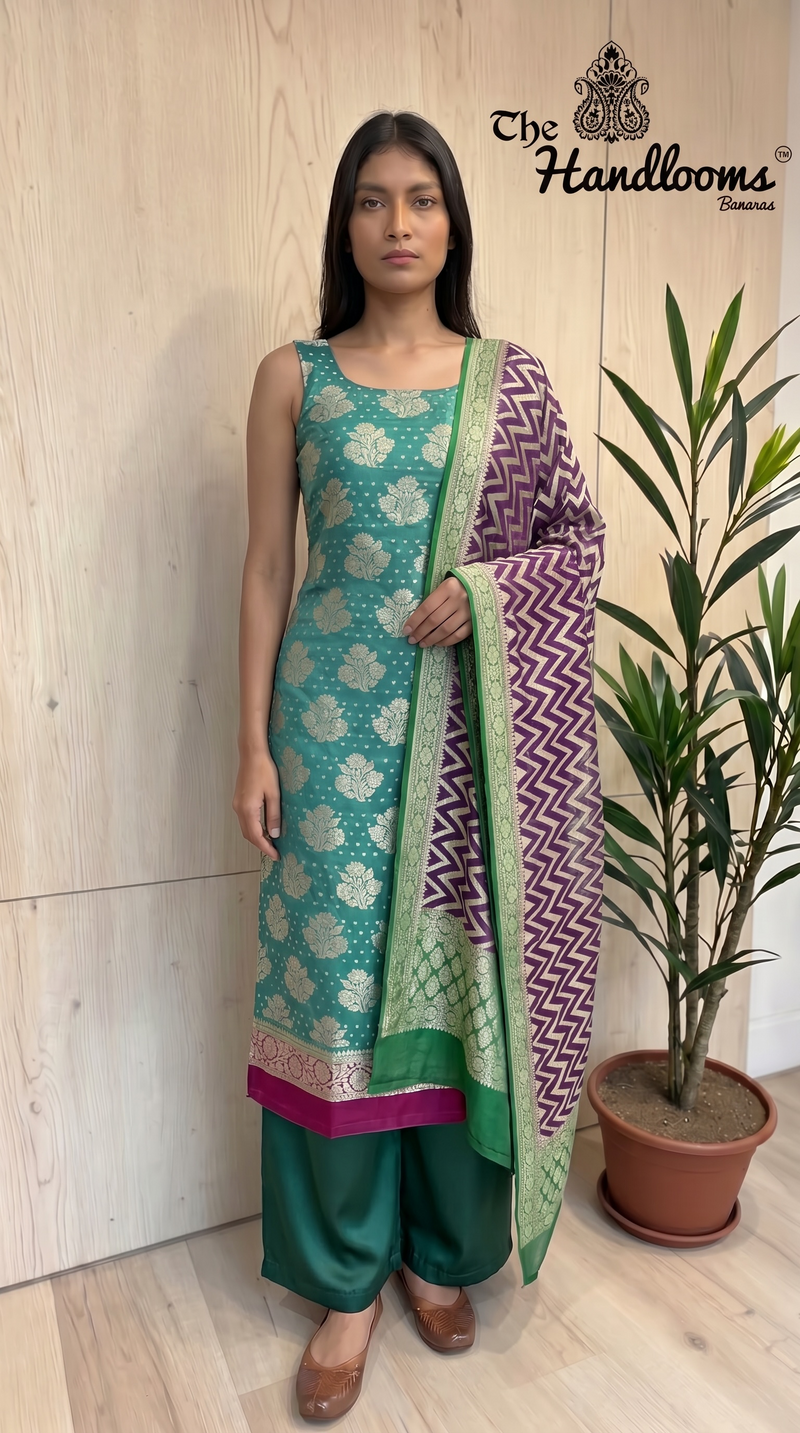 Khaddi Georgette Banarasi Dress Material Water Zari