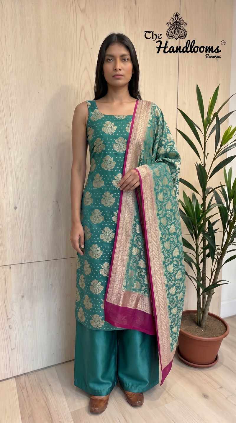 Khaddi Georgette Banarasi Dress Material Water Zari