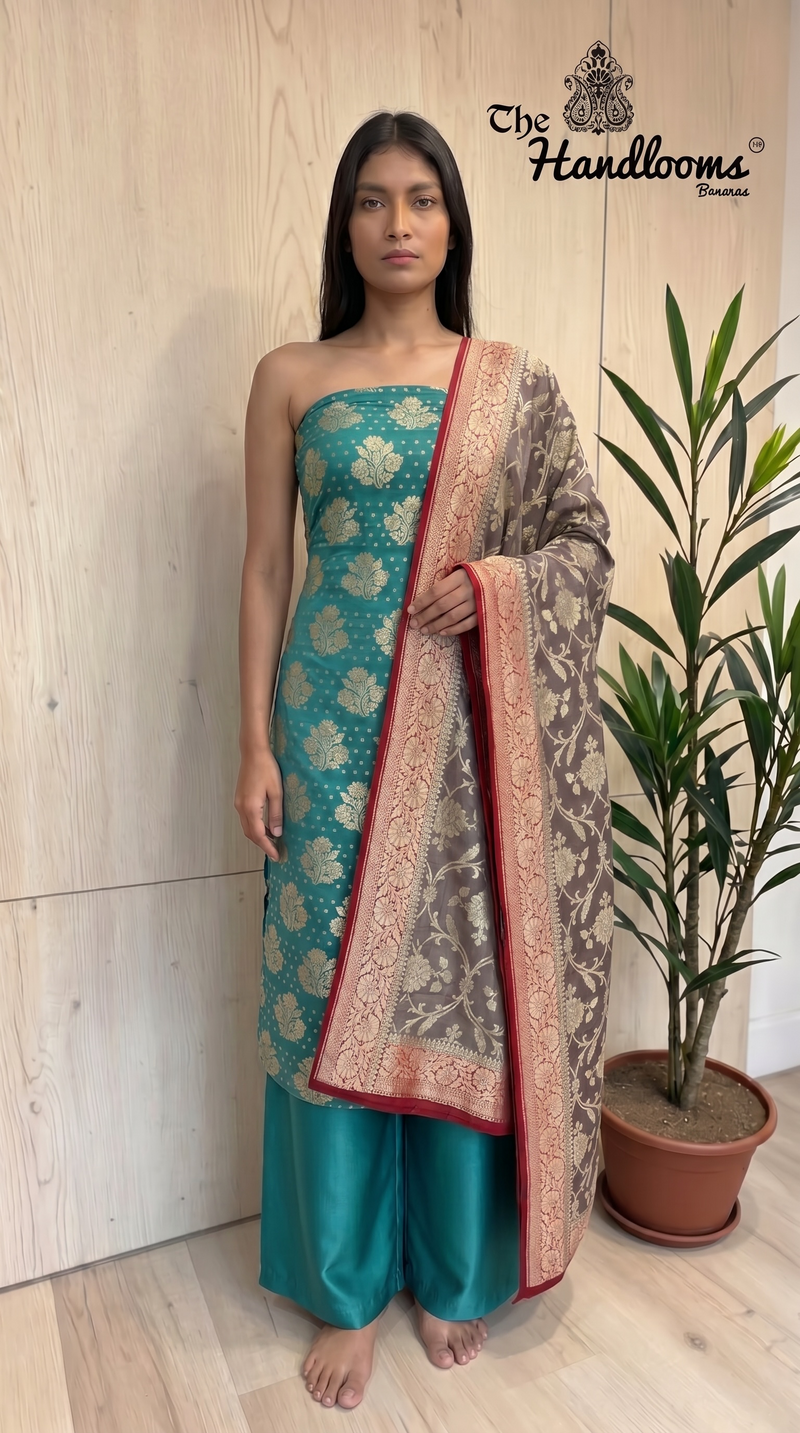 Khaddi Georgette Banarasi Dress Material Water Zari