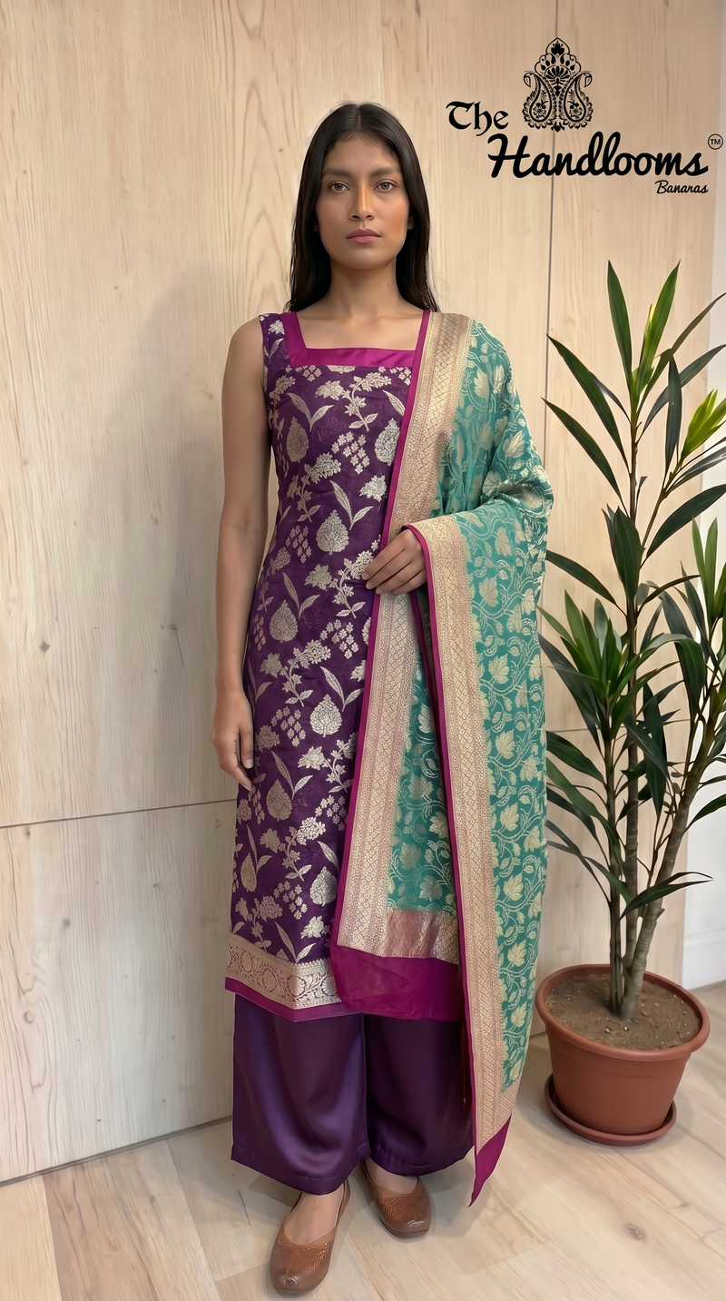 Khaddi Georgette Banarasi Dress Material Water Zari