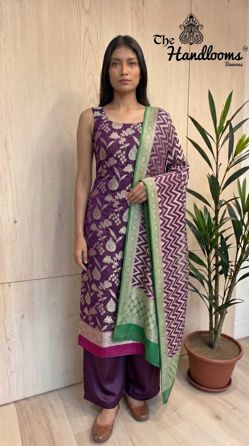 Khaddi Georgette Banarasi Dress Material Water Zari
