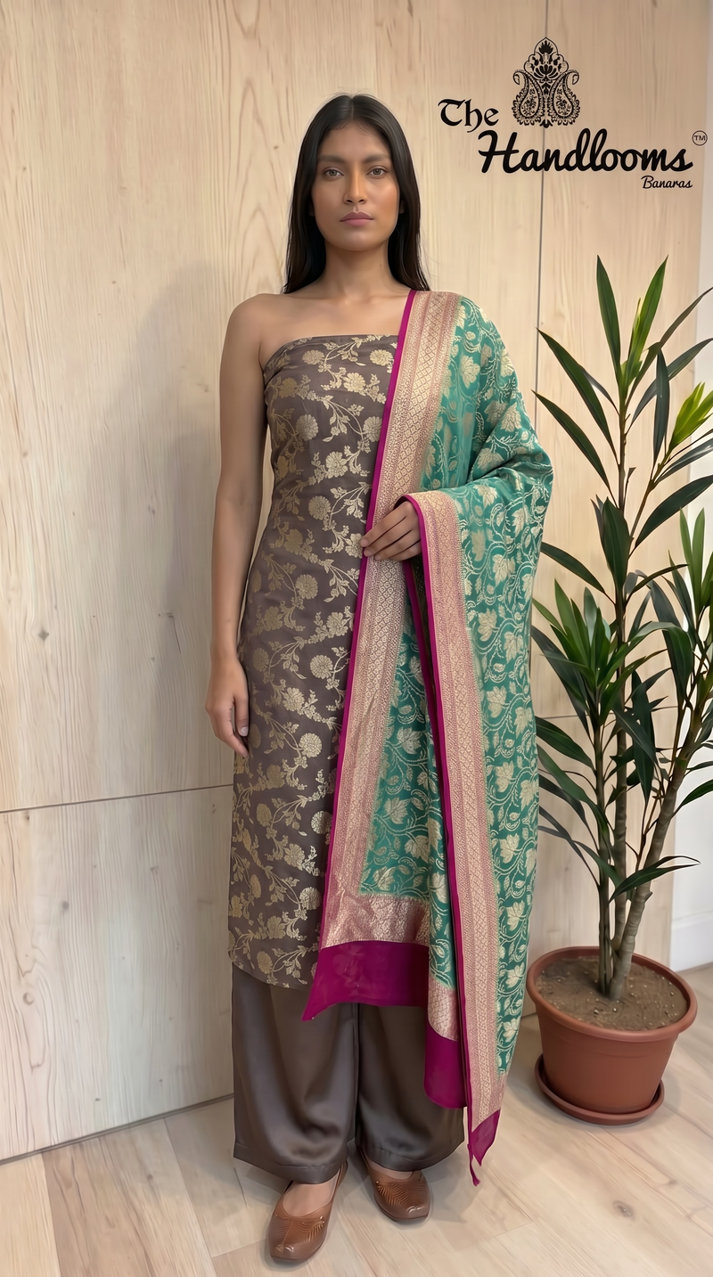 Khaddi Georgette Banarasi Dress Material Water Zari