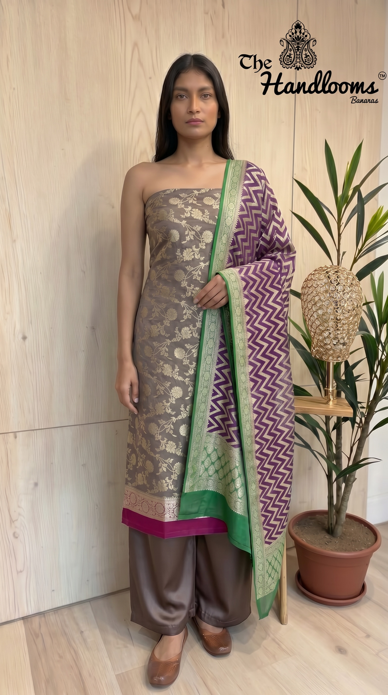 Khaddi Georgette Banarasi Dress Material Water Zari