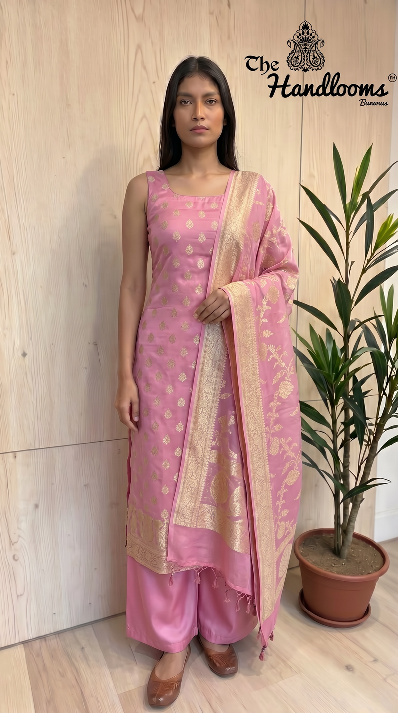 Khaddi Georgette Handlooms Banarasi Dress Material