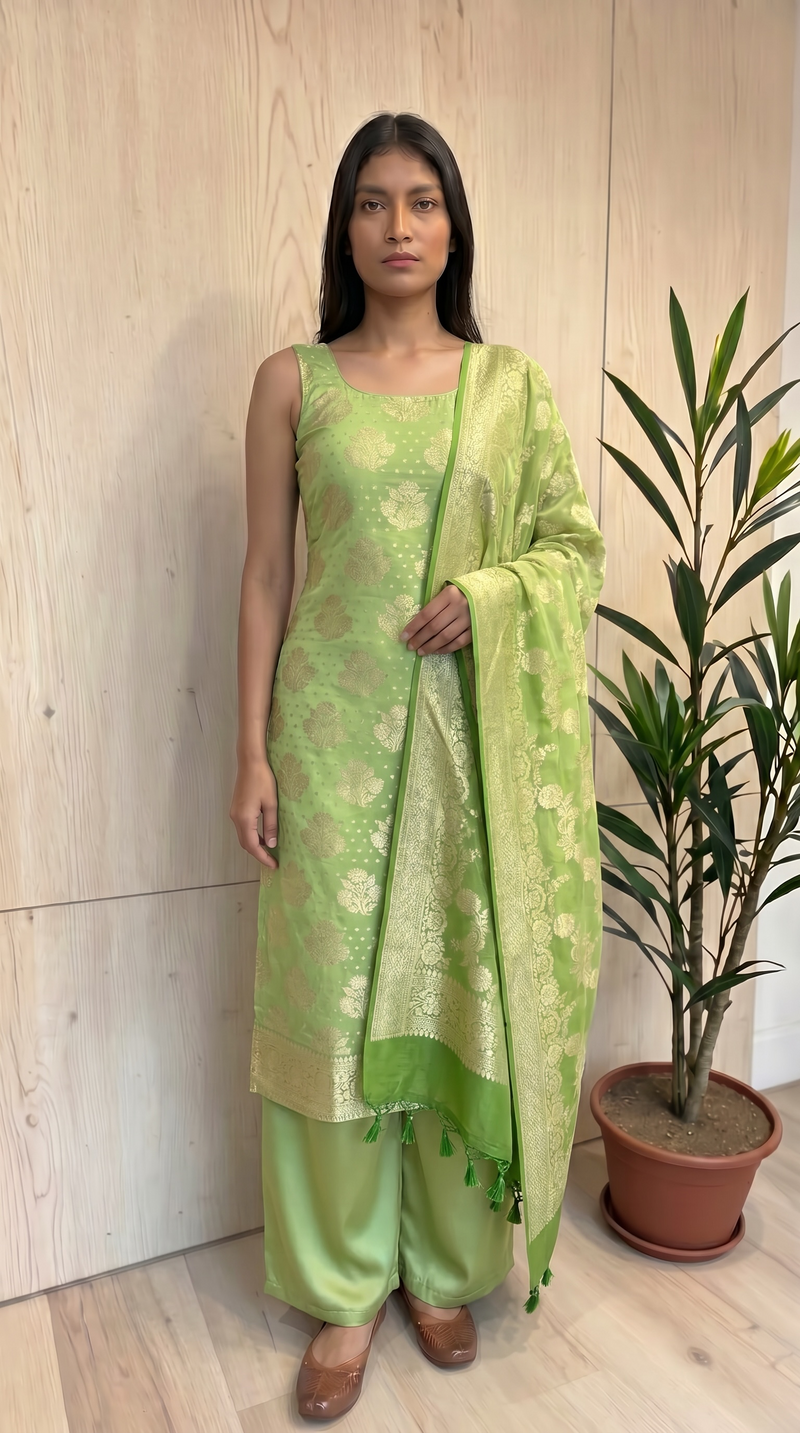 Khaddi Georgette Banarasi Dress material Water Zari