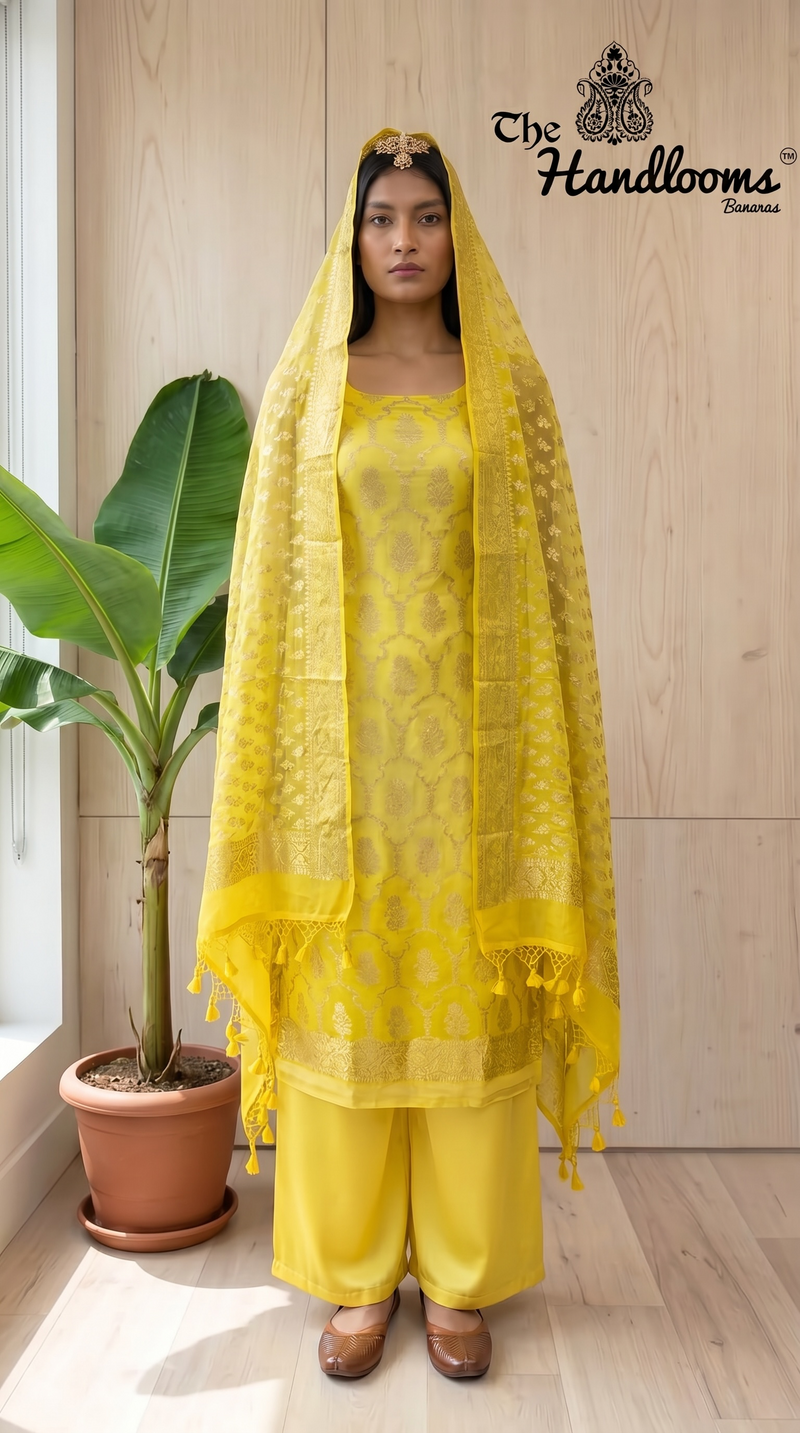 Khaddi Georgette Banarasi Dress material Water Zari