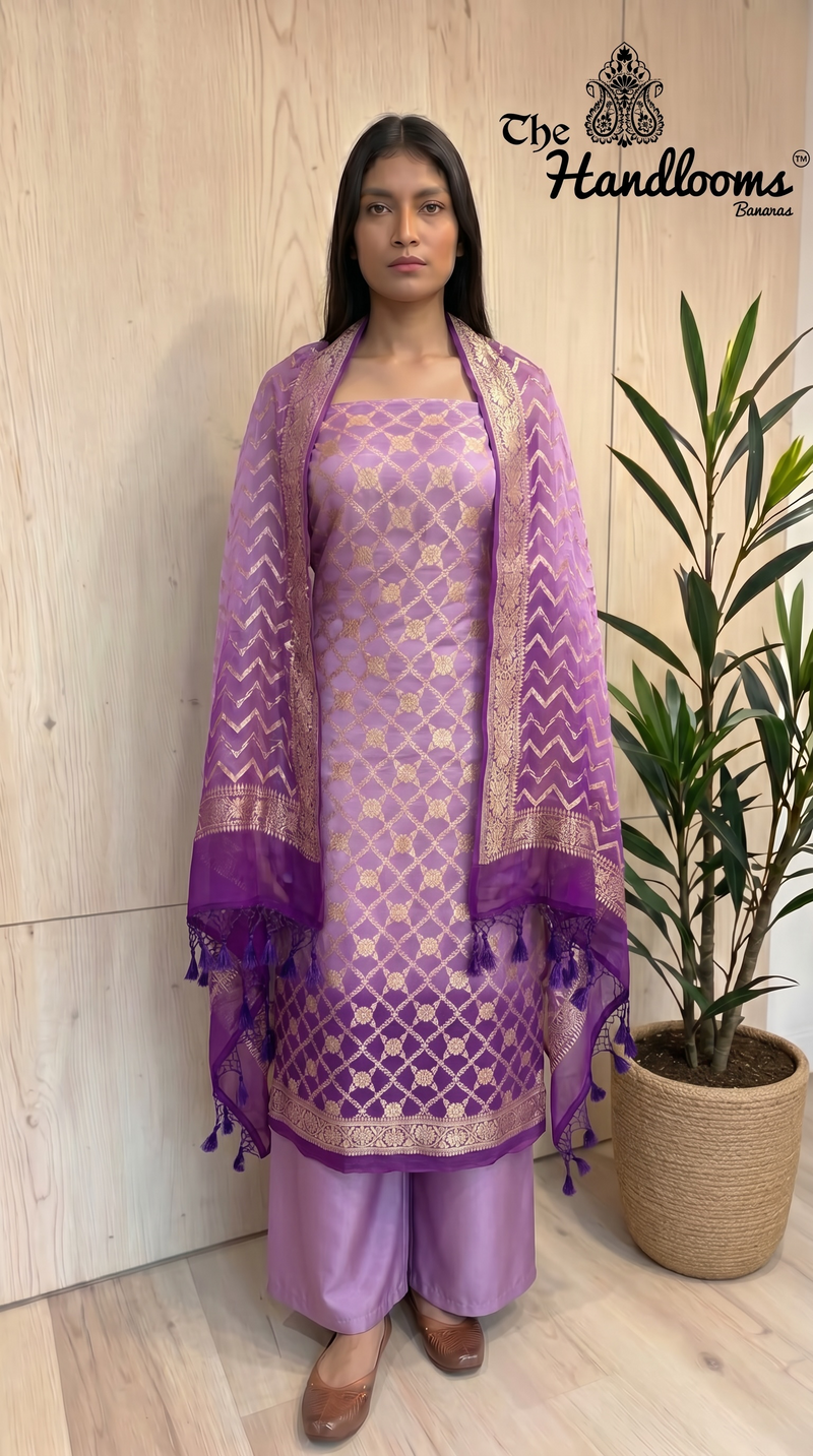 Khaddi Georgette Banarasi Dress material Water Zari