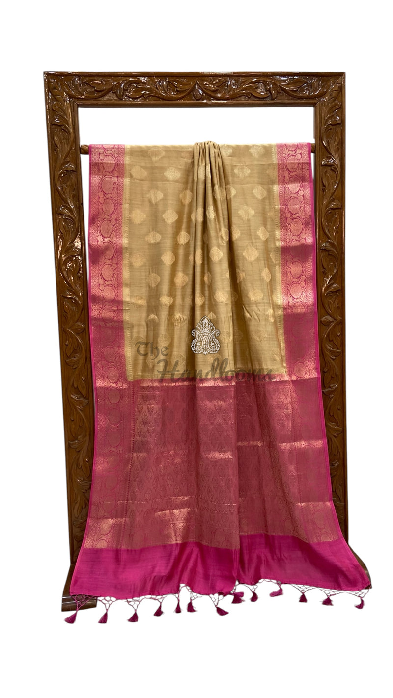 Pure Dupion Silk Banarasi Saree - Gold Zari