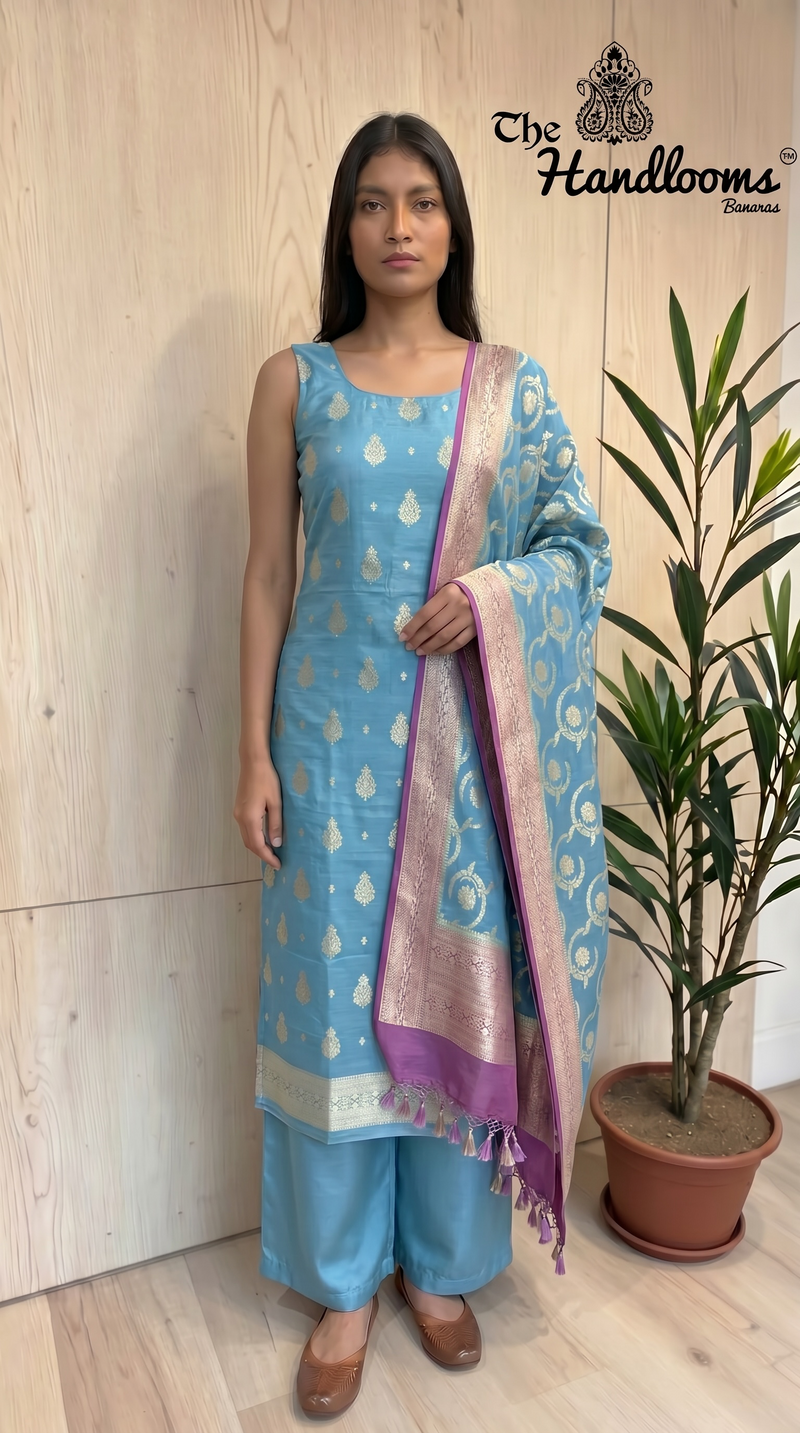 Pure Moonga Georgette Banarasi Dress material