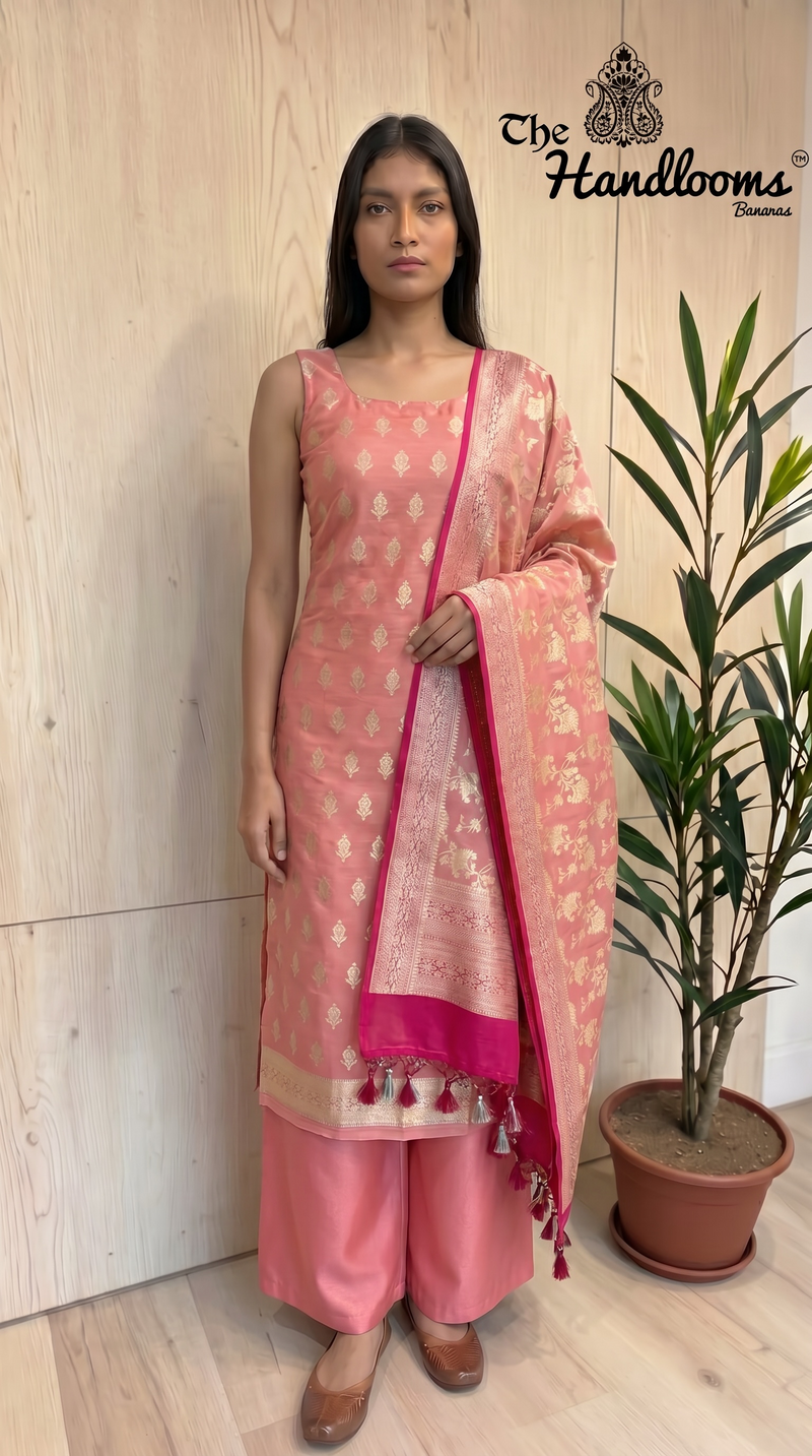 Pure Moonga Georgette Banarasi Dress material