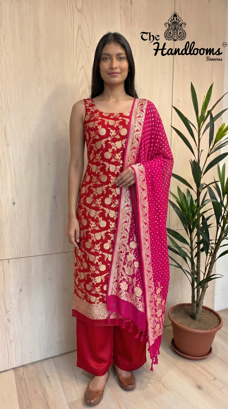 Khaddi Georgette Banarasi Dress material Water Zari