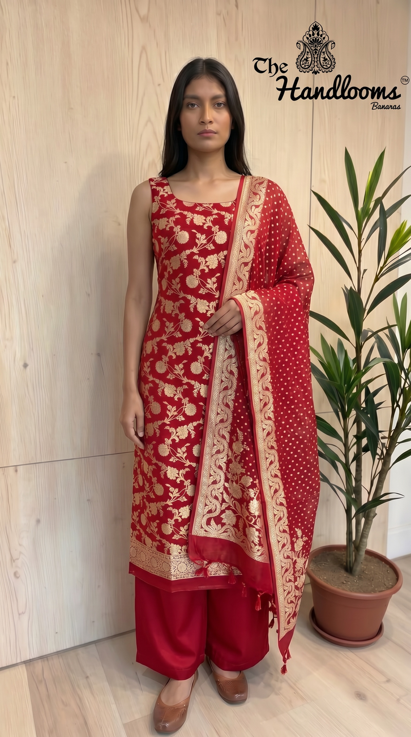 Khaddi Georgette Banarasi Dress material Water Zari