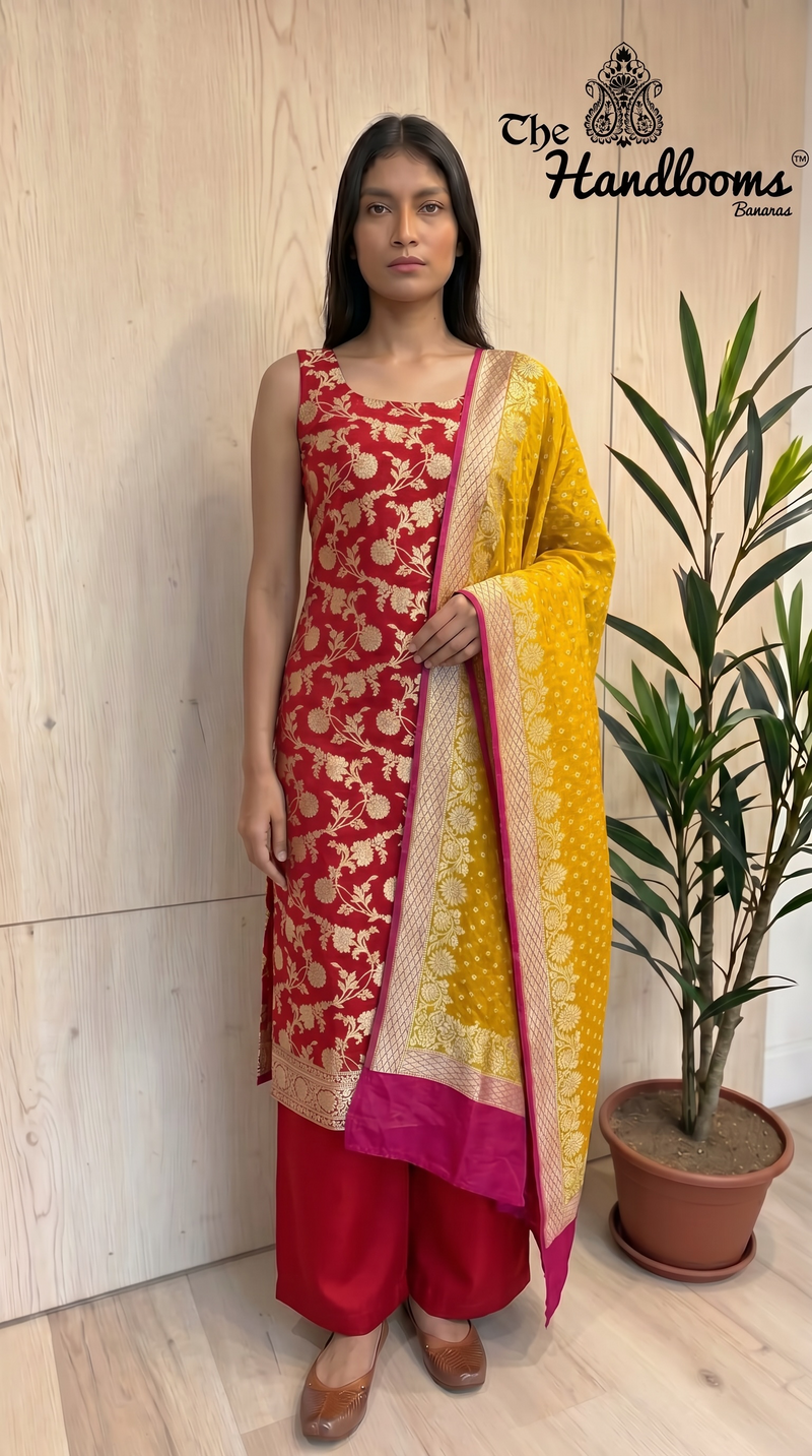 Khaddi Georgette Banarasi Dress material Water Zari