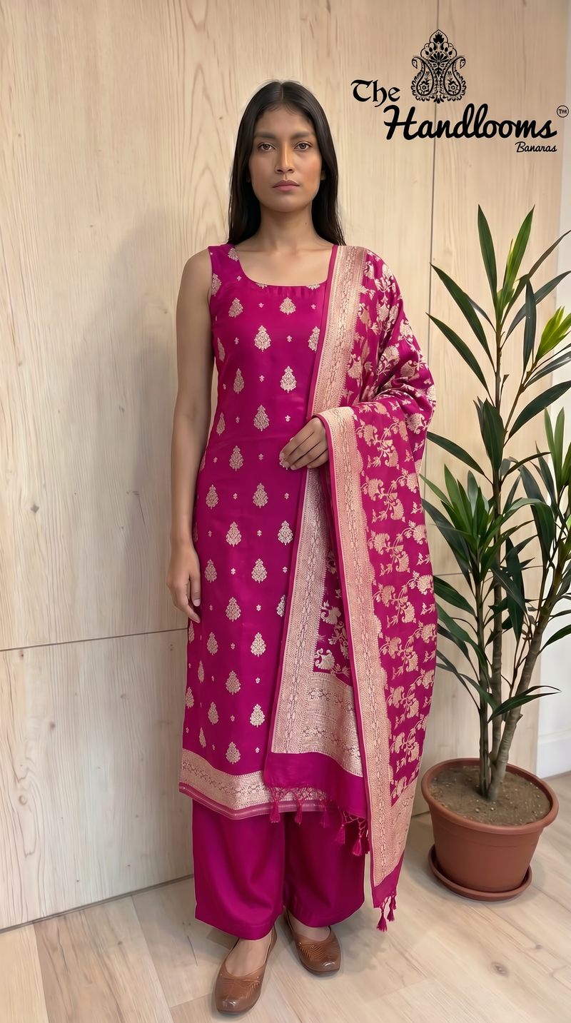 Pure Moonga Georgette Banarasi Dress material