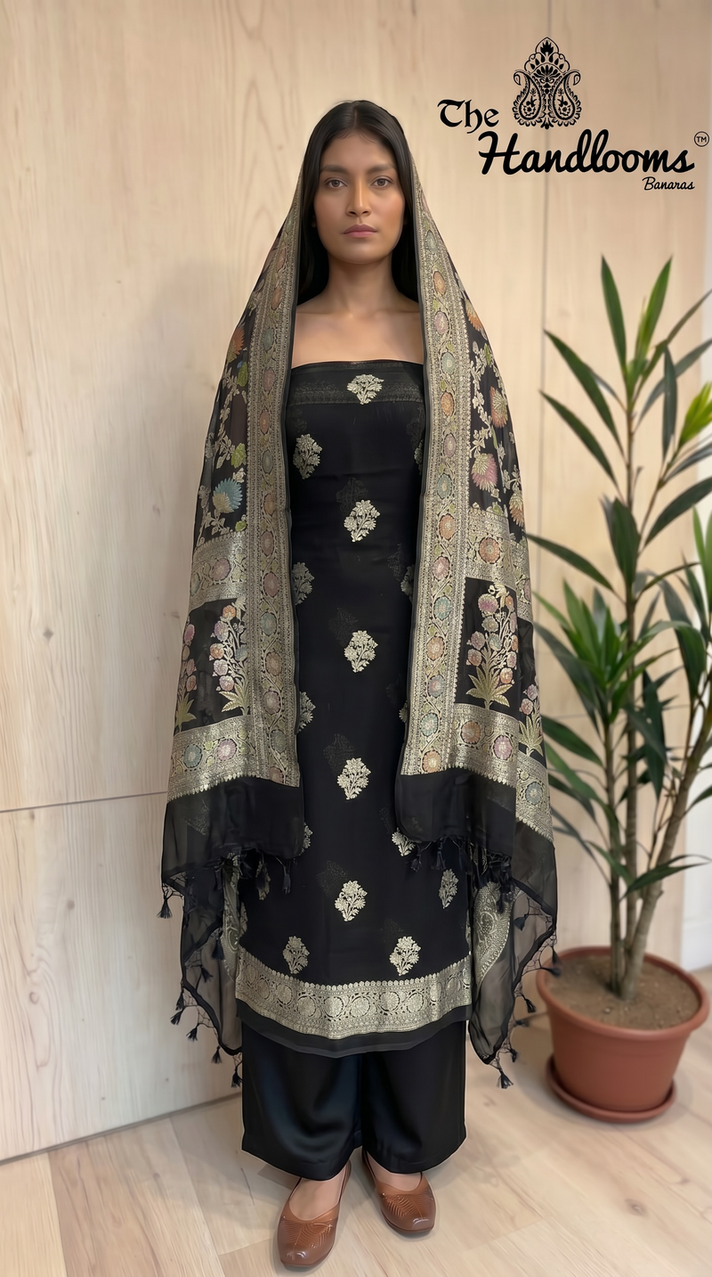 Khaddi Georgette Banarasi Dress material Water Zari