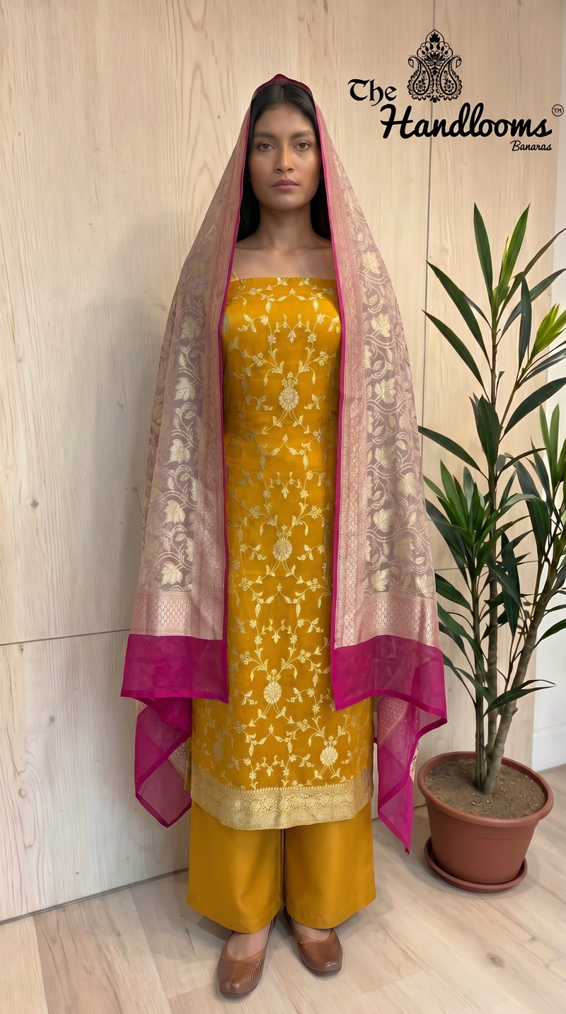 Khaddi Georgette Banarasi Dress material Water Zari