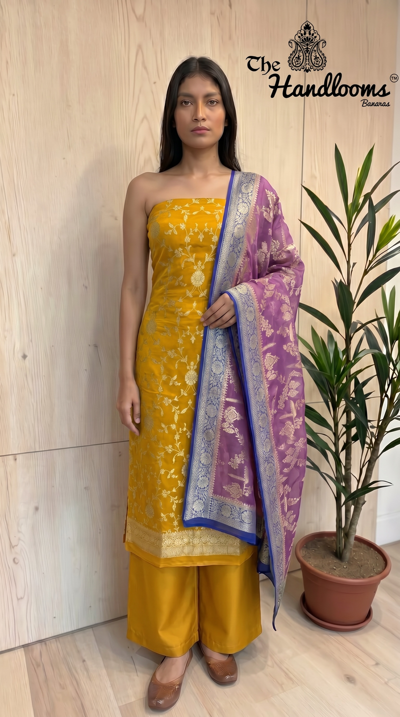 Khaddi Georgette Banarasi Dress material Water Zari