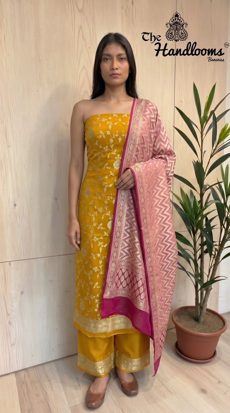Khaddi Georgette Banarasi Dress material Water Zari