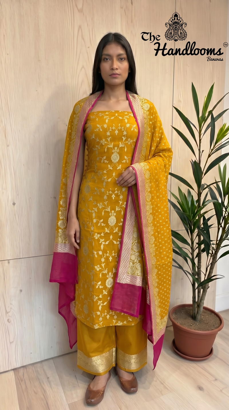 Khaddi Georgette Banarasi Dress material Water Zari