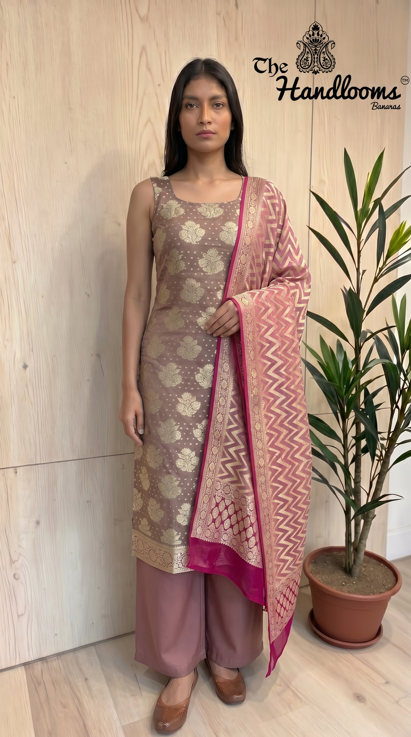 Khaddi Georgette Banarasi Dress material Water Zari