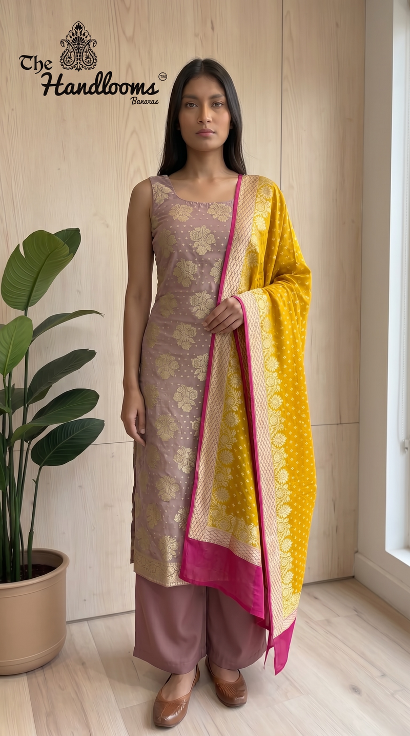 Khaddi Georgette Banarasi Dress material Water Zari