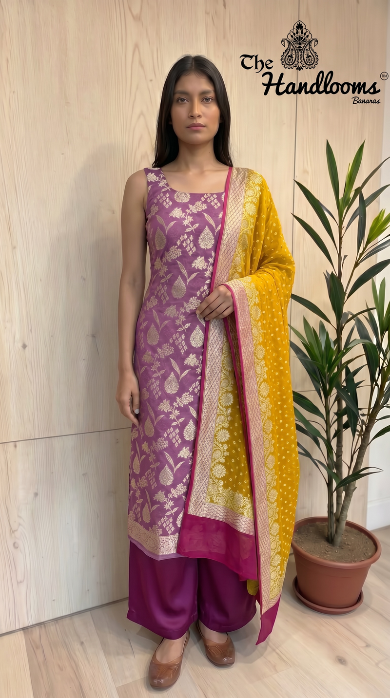 Khaddi Georgette Banarasi Dress material Water Zari