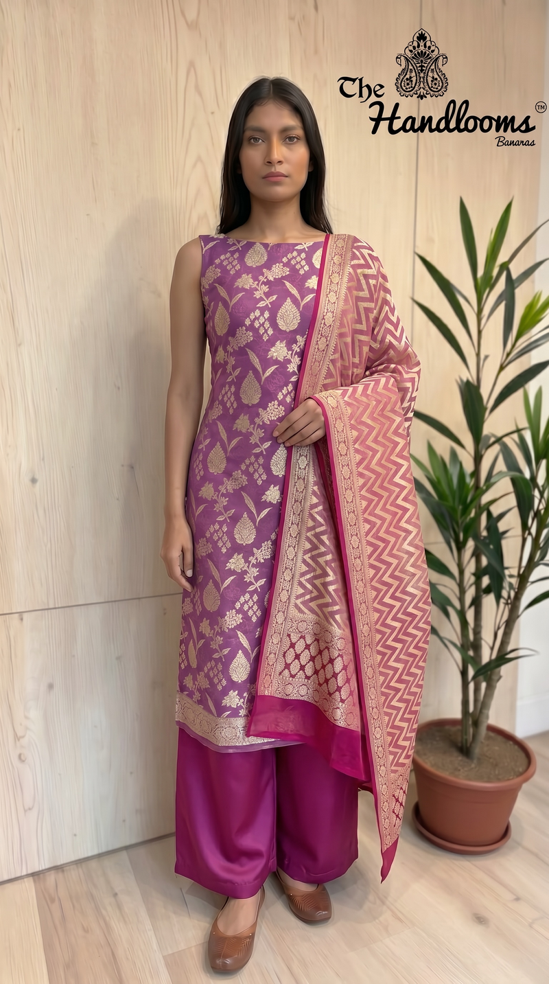 Khaddi Georgette Banarasi Dress material Water Zari