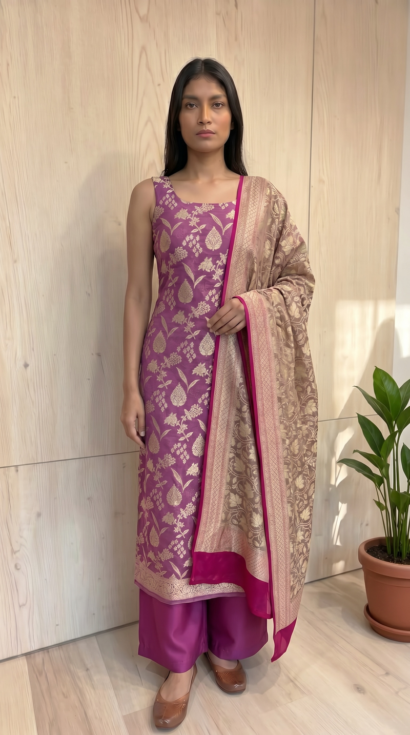 Khaddi Georgette Banarasi Dress material Water Zari