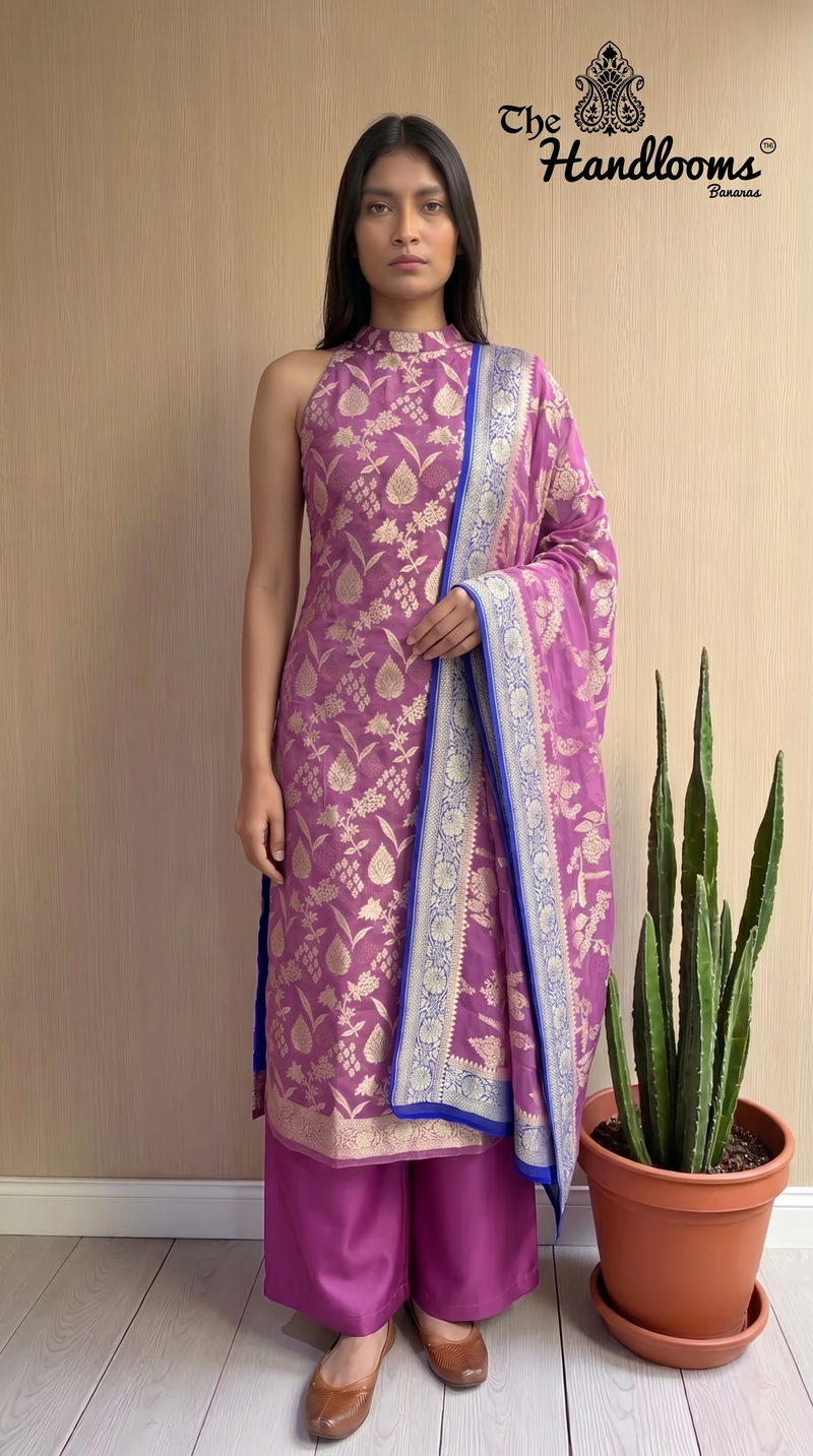 Khaddi Georgette Banarasi Dress material Water Zari
