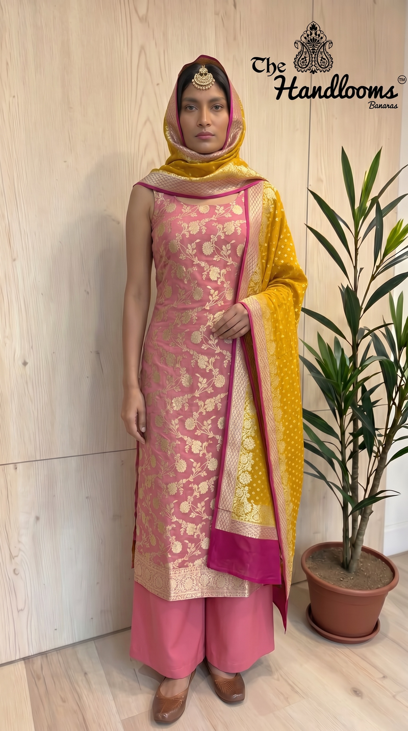 Khaddi Georgette Banarasi Dress material Water Zari