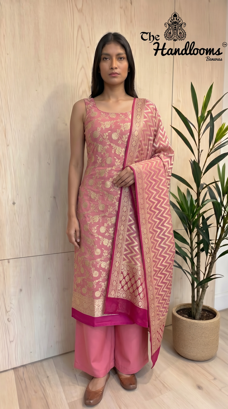 Khaddi Georgette Banarasi Dress material Water Zari