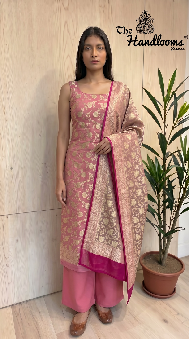 Khaddi Georgette Banarasi Dress material Water Zari