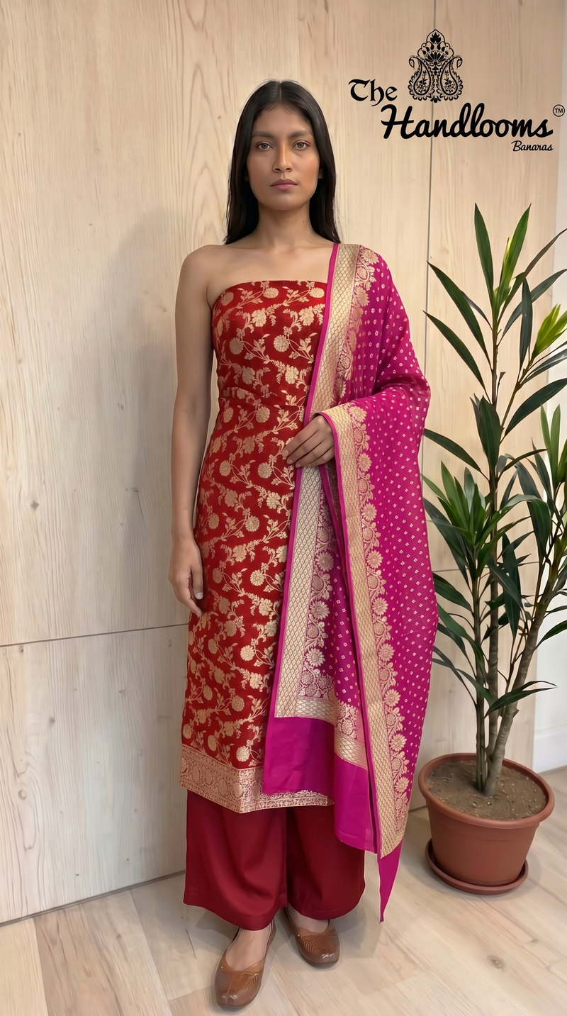 Khaddi Georgette Banarasi Dress material Water Zari