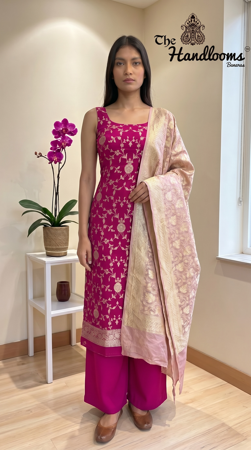 Khaddi Georgette Banarasi Dress material Water Zari
