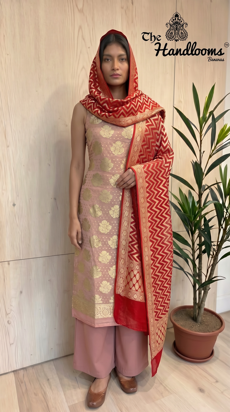 Khaddi Georgette Banarasi Dress material Water Zari