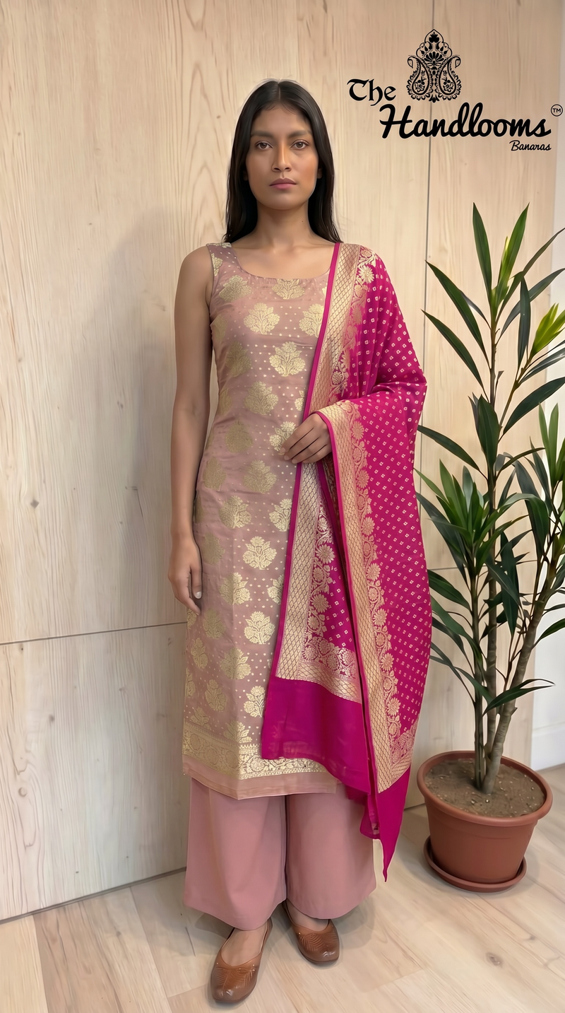 Khaddi Georgette Banarasi Dress material Water Zari