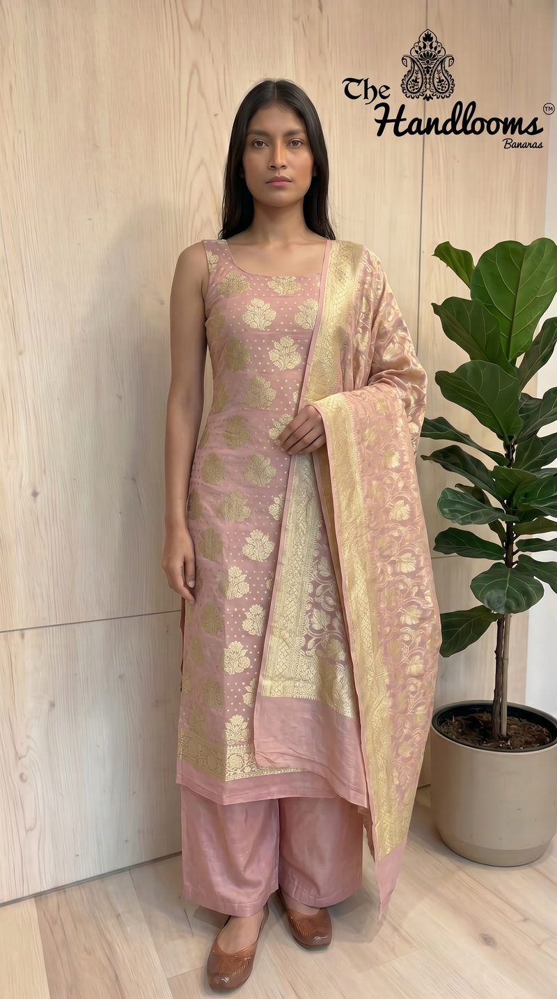 Khaddi Georgette Banarasi Dress material Water Zari