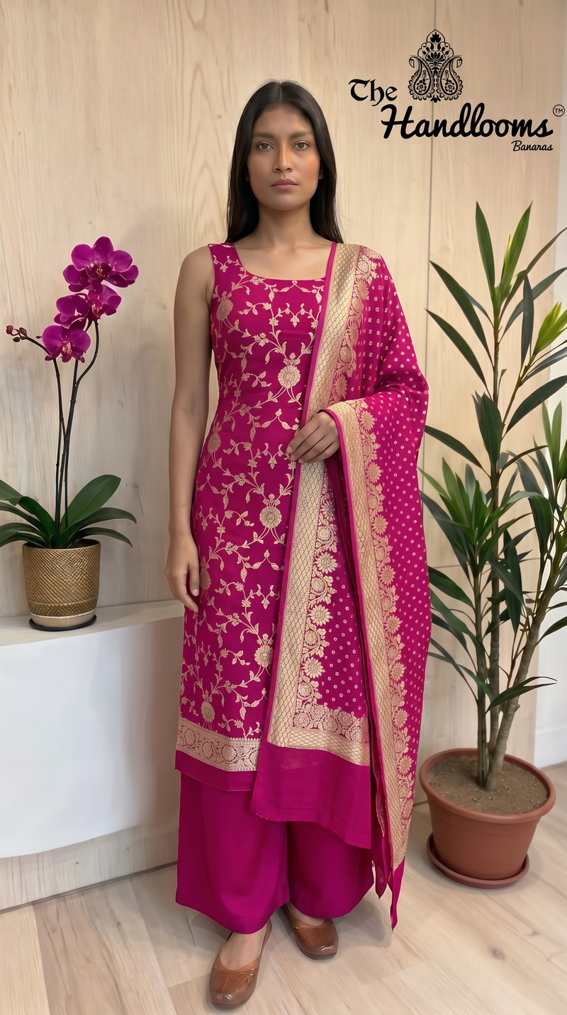 Khaddi Georgette Banarasi Dress material Water Zari