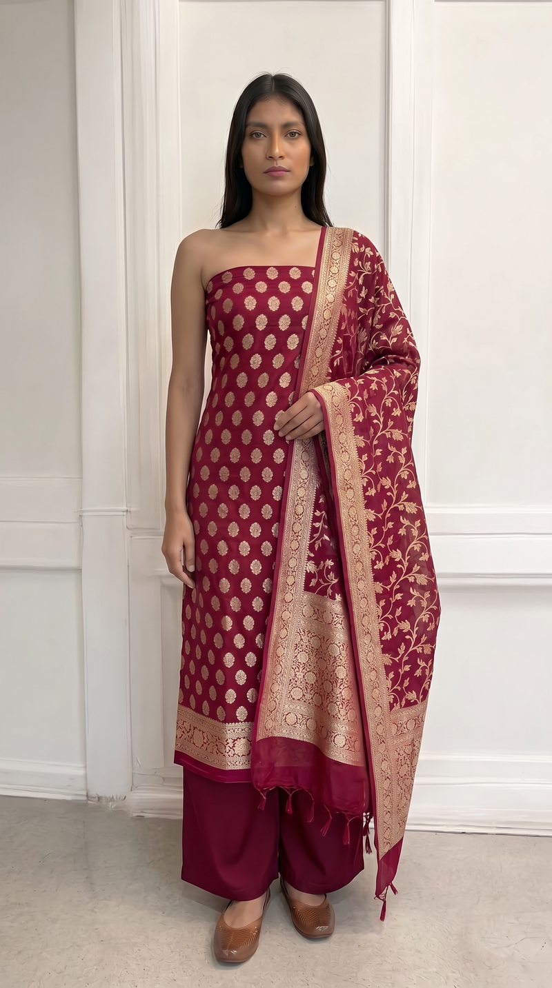Khaddi Georgette Banarasi Dress material Water Zari
