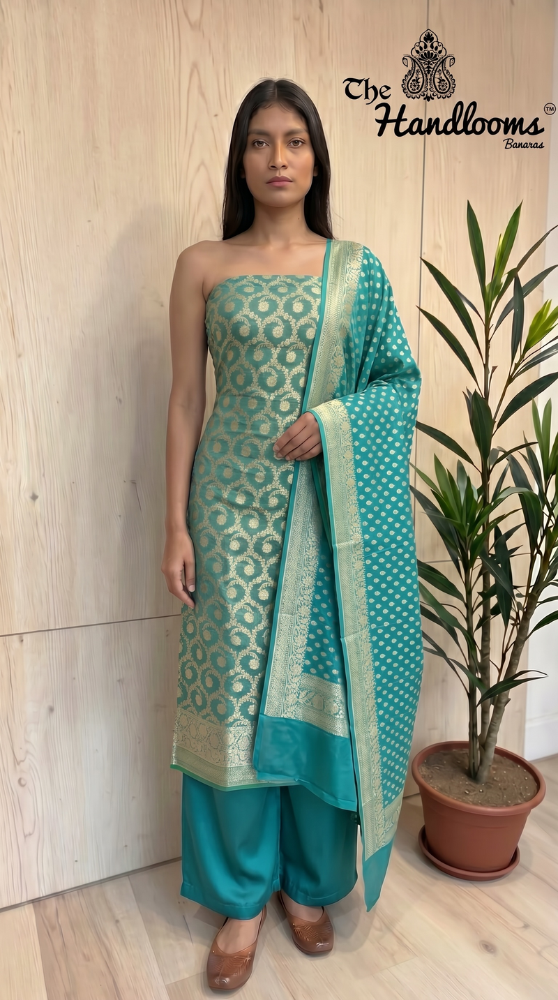 Tissue Khaddi Georgette Banarasi Dress material