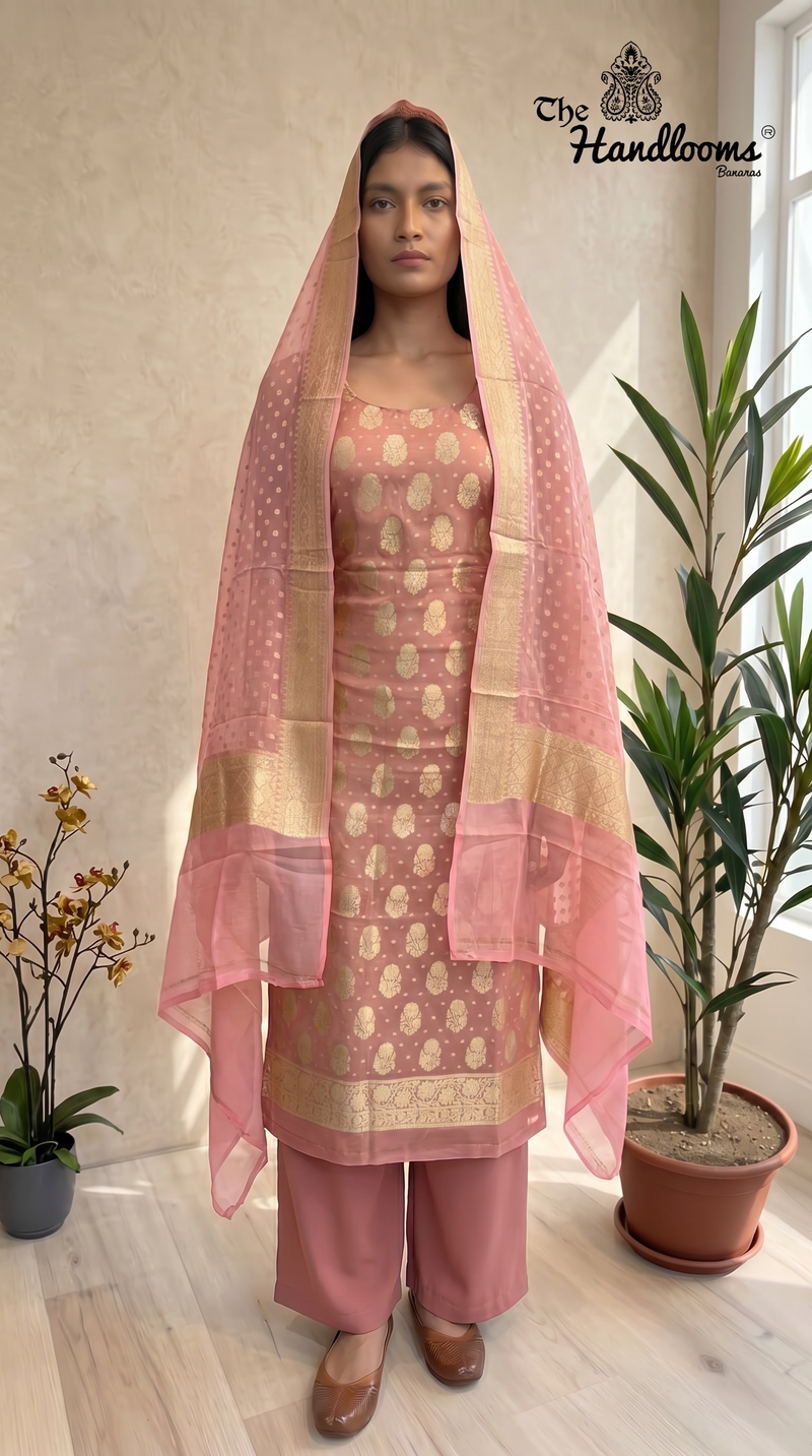 Tissue Khaddi Georgette Banarasi Dress material