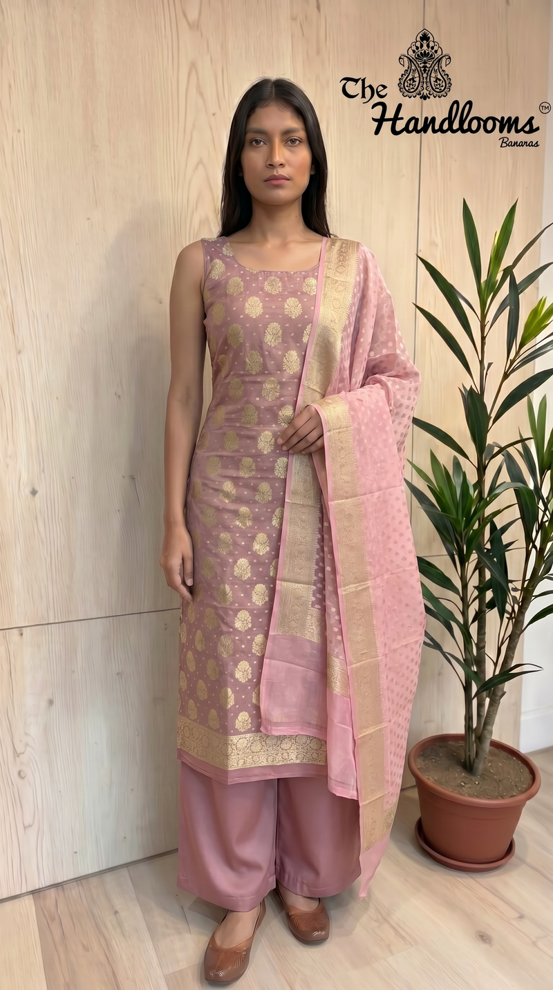 Tissue Khaddi Georgette Banarasi Dress material