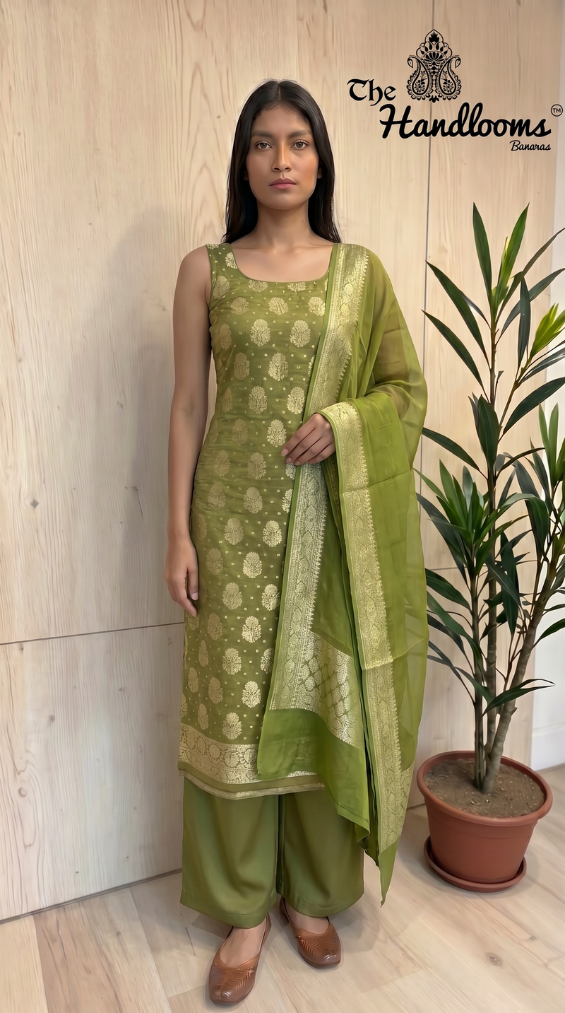 Tissue Khaddi Georgette Banarasi Dress material