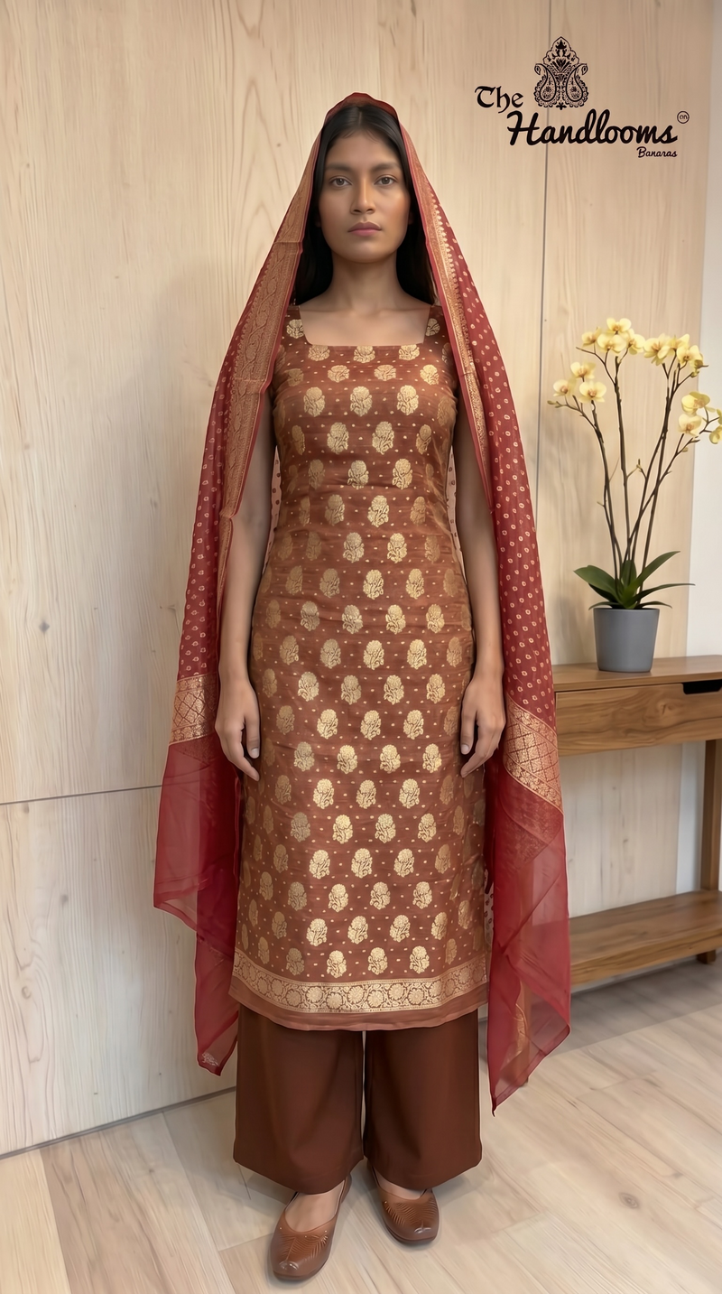 Tissue Khaddi Georgette Banarasi Dress material