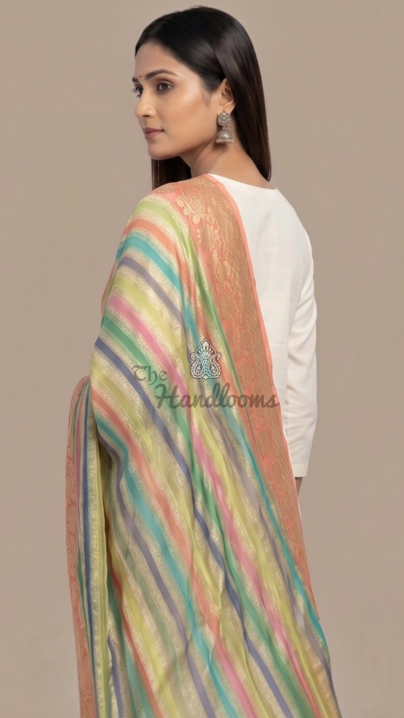 Pure Khaddi Georgette Handloom Banarasi Dupatta