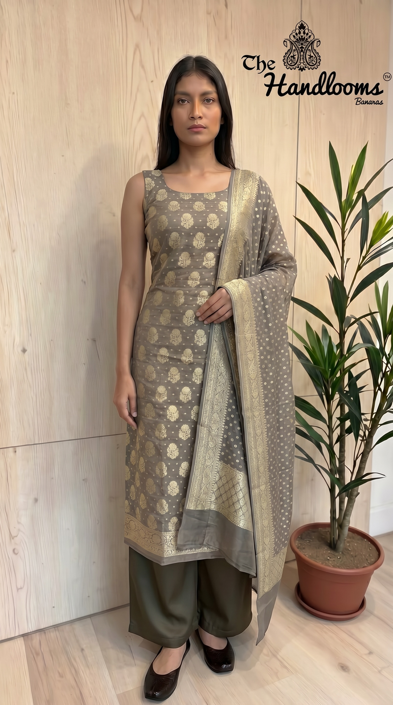Tissue Khaddi Georgette Banarasi Dress material