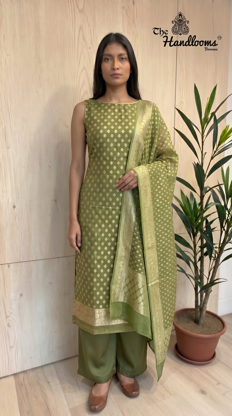 Tissue Khaddi Georgette Banarasi Dress material
