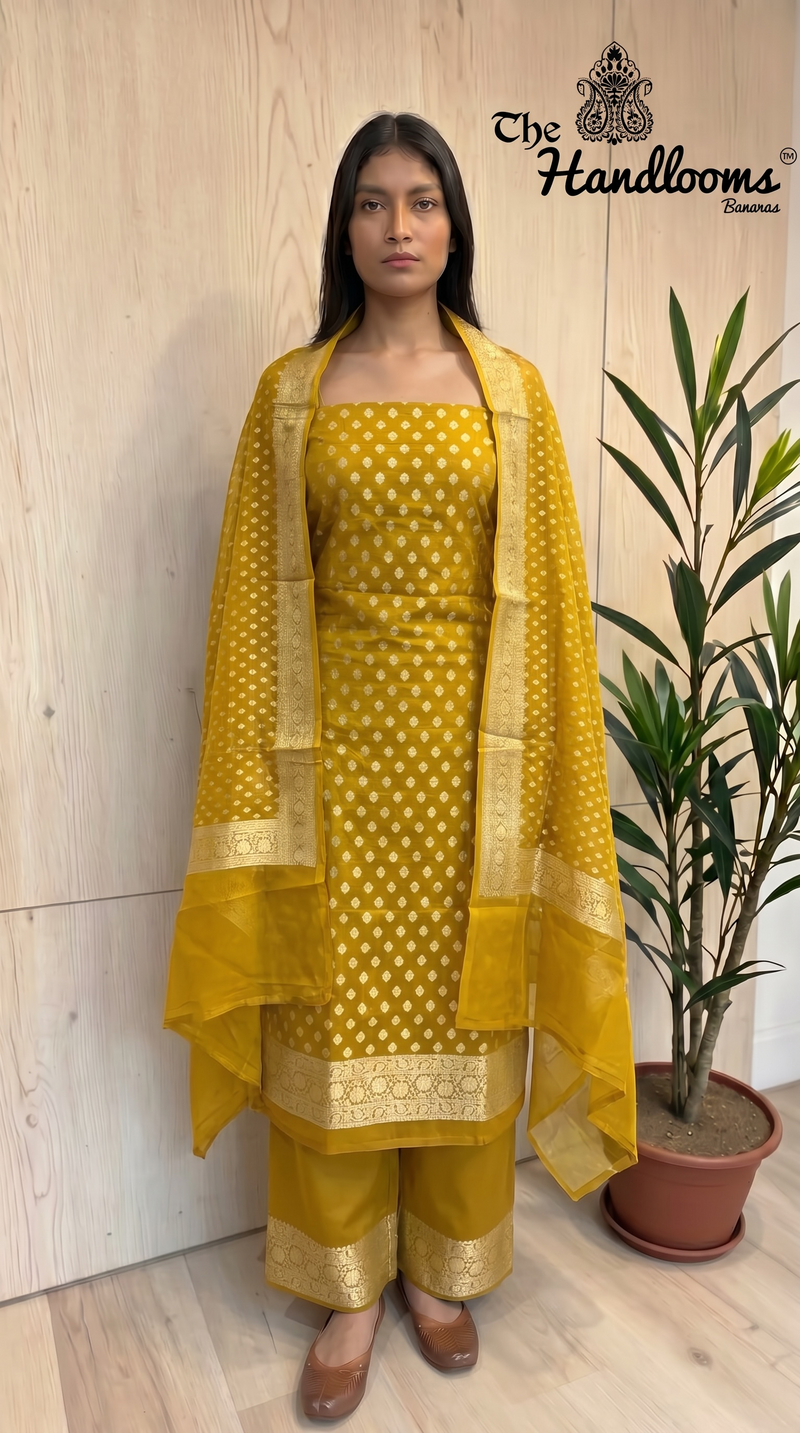 Tissue Khaddi Georgette Banarasi Dress material